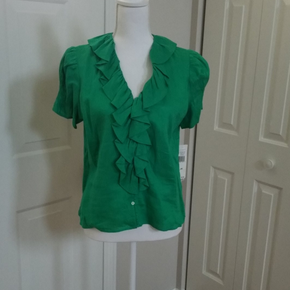RALPH LAUREN PETITE RUFFLED BLOUSE